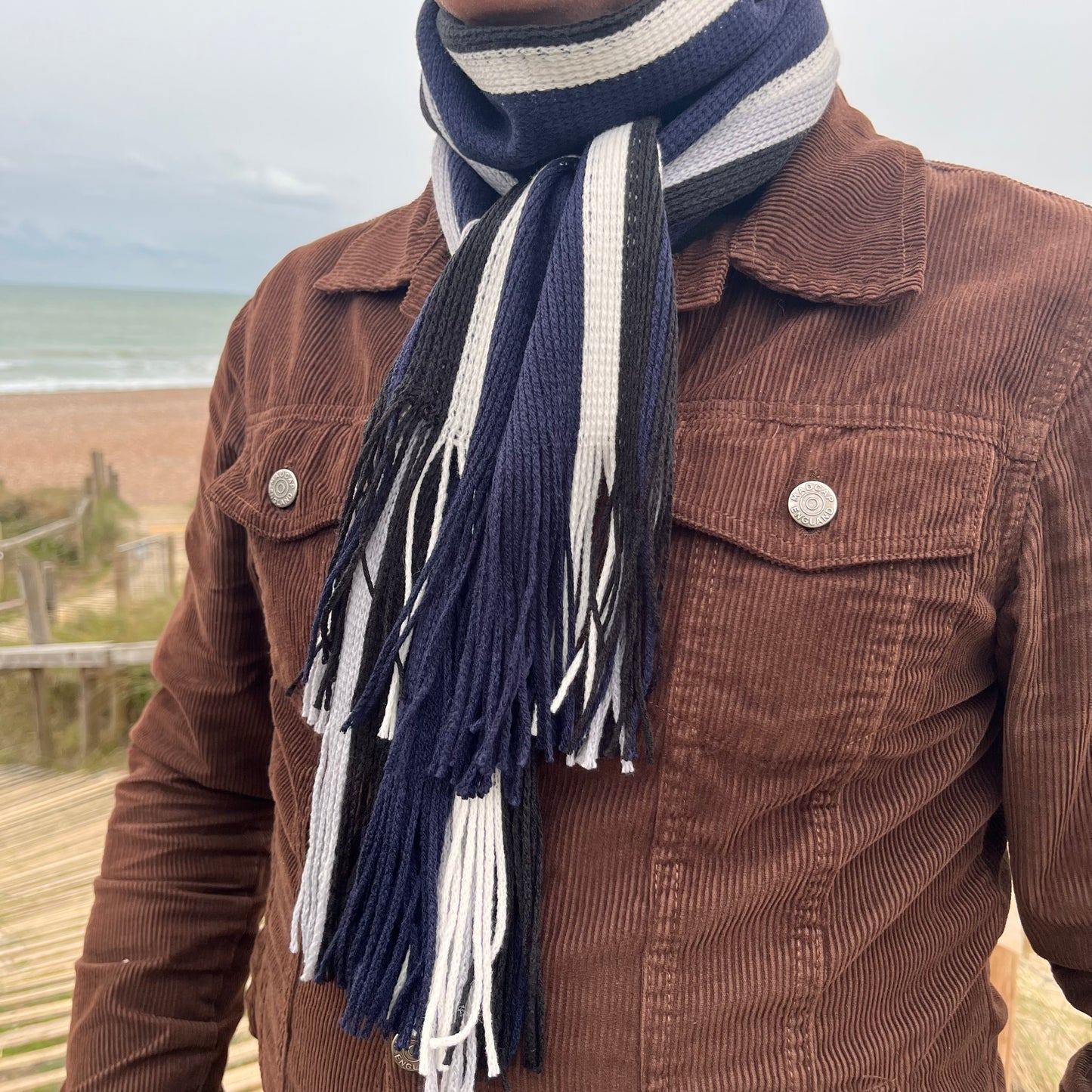 Sideline Collection - Light Retro Stripe Scarf - Ellison - Blue