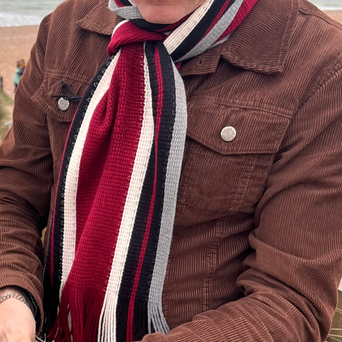 Sideline Collection - Light Retro Stripe Scarf - Hollinger - Red
