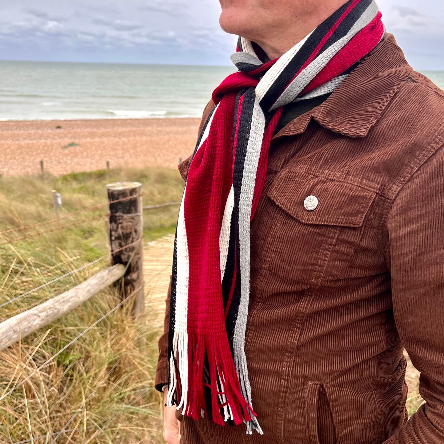 Sideline Collection - Light Retro Stripe Scarf - Hollinger - Red