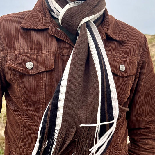 Sideline Collection - Light Retro Stripe Scarf - Hollis - Coffee