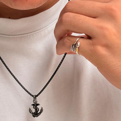 "Grounded" - Black Anchor Necklace