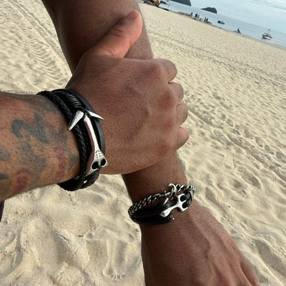 The Forward Arrow Bracelet - Pu Leather/Steel