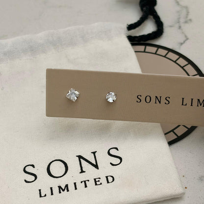 Round/Square Diamond Earring Mix Pair