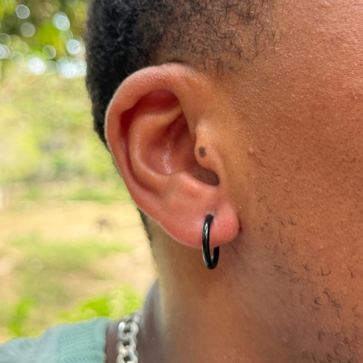 Steel Hoop Earrings - Black & Silver