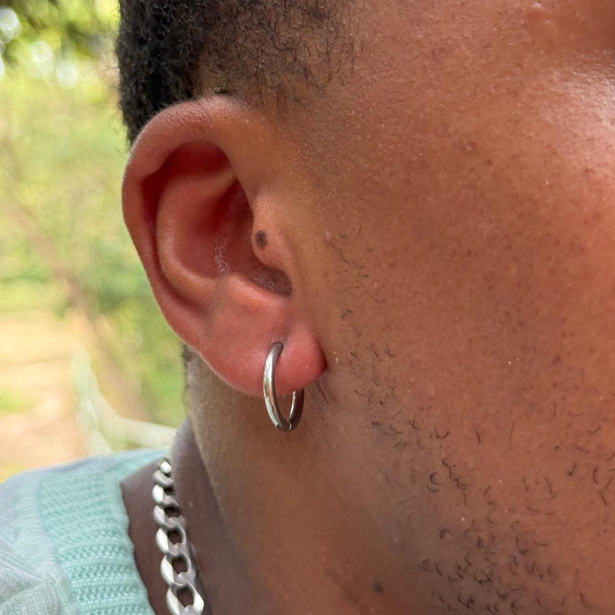 Steel Hoop Earrings - Black & Silver