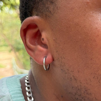 Steel Hoop Earrings - Black & Silver