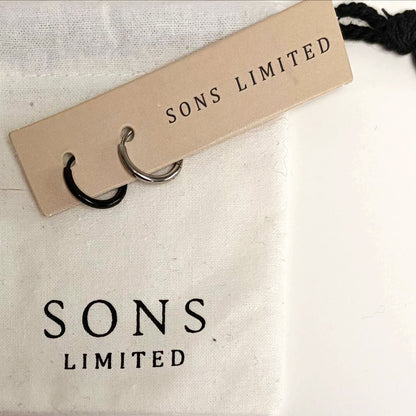 Steel Hoop Earrings - Black & Silver